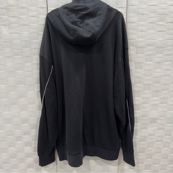 ADIDAS-CHANDAIL Hoodie Unisex Size 2XL Black Essentials Giant Logo Cotton Blend - Picture 5 of 13